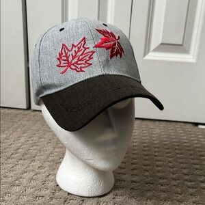 Gray Canada Maple Leaf Baseball Hat